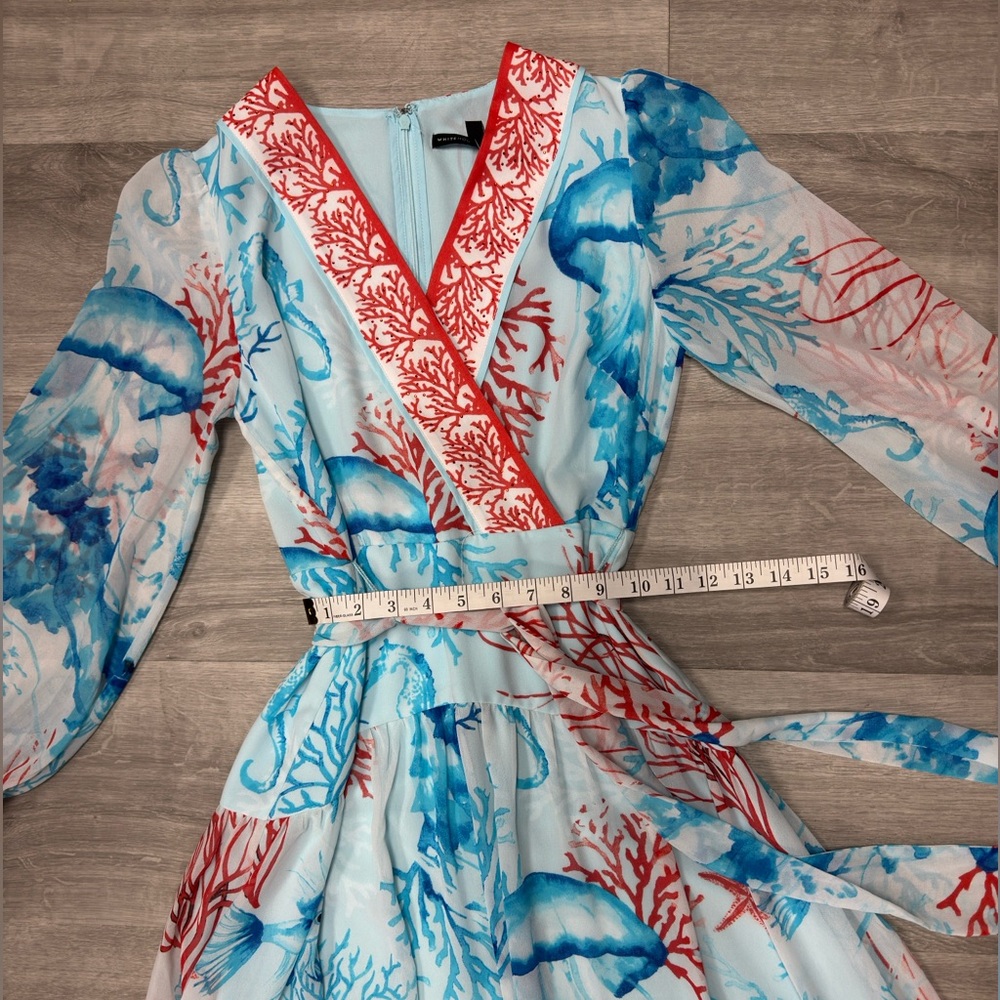 NWT White House Black Market Red and Blue Coral Dress 0 Petite - Picture 4 of 5